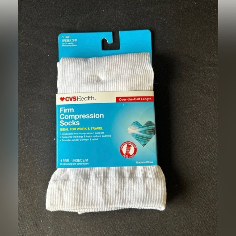 New Compression socks  over calf firmess unisex S/M. white